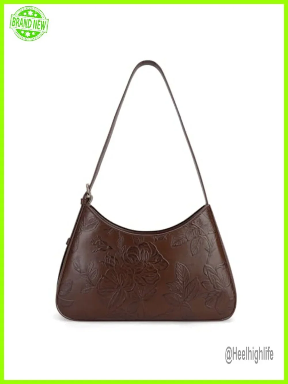 Vegan Leather Crescent Hobo Bag Embossed Design Shoulder Crossbody Clutch